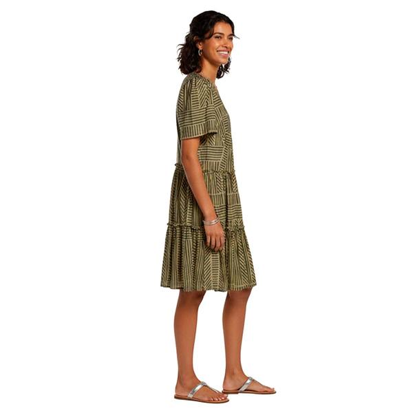 Womens Harper 241 Short Sleeve Tier Stripe Fit & Flare Dress
