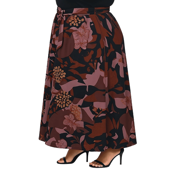 Plus Size 24/7 Comfort Apparel Fall Floral Maxi Skirt