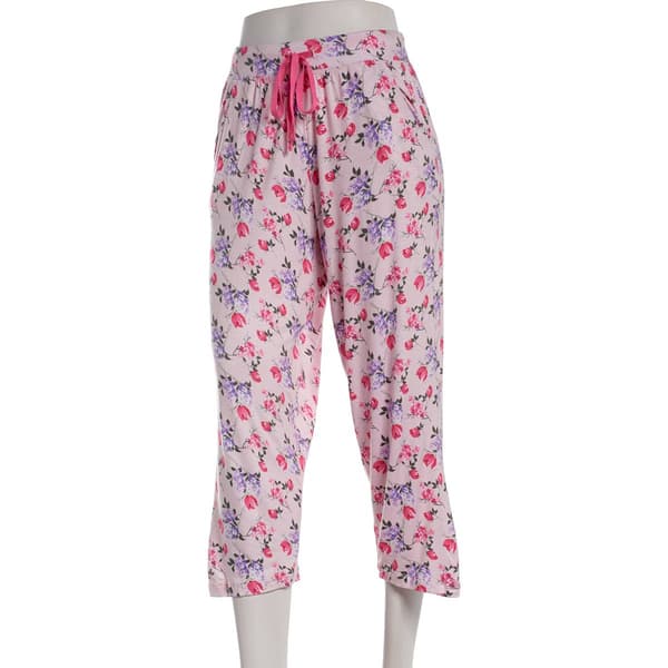 Womens Rene Rofe(R) Floral Capri Pajama Pants - Pink - image 