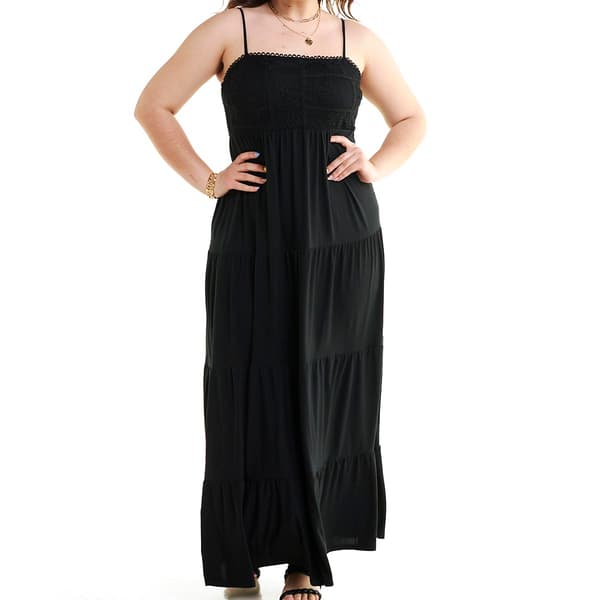 Juniors Plus Derek Heart Brushed Jersey Empire Lace Maxi Dress
