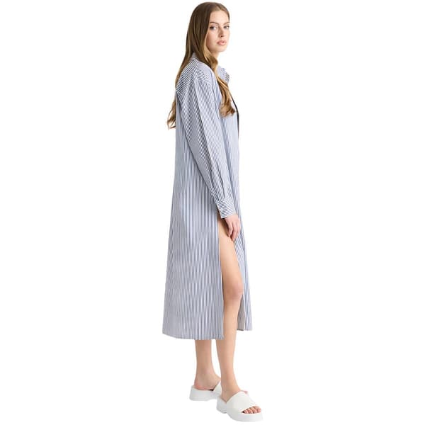 Womens NVLT Long Sleeve Stripe Cover Up Shirtdress