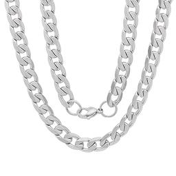 Mens Steeltime Stainless Steel Cuban Link Chain Necklace