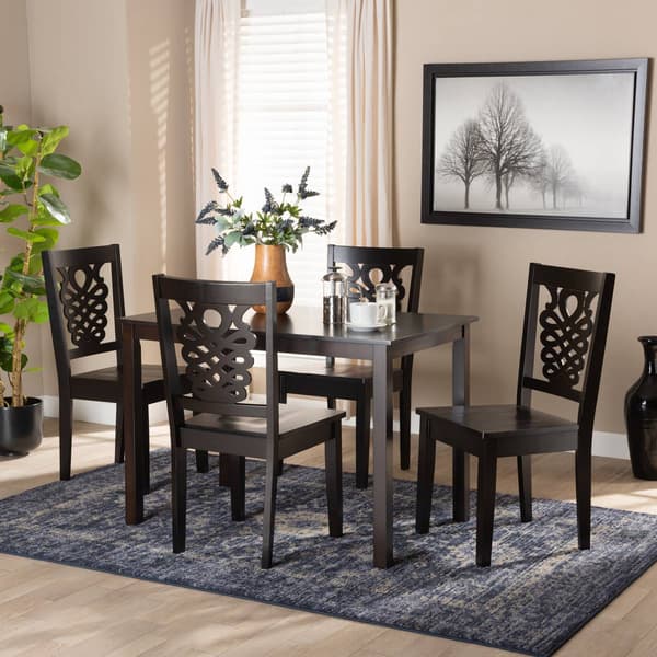 Baxton Studio Luisa Dark Brown Finished Wood 5pc. Dining Set