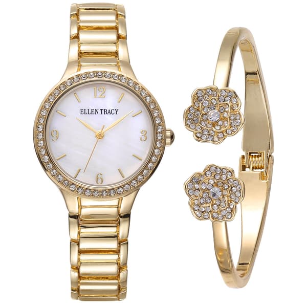 Womens Ellen Tracy MOP Watch & Bracelet Set - ETB8195 - image 