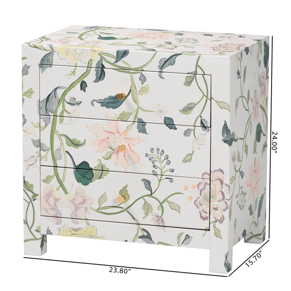Baxton Studio Connery Floral End Table