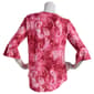 Womens Notations 3/4 Ruffle Sleeve Keyhole Jacquard Blouse - image 2