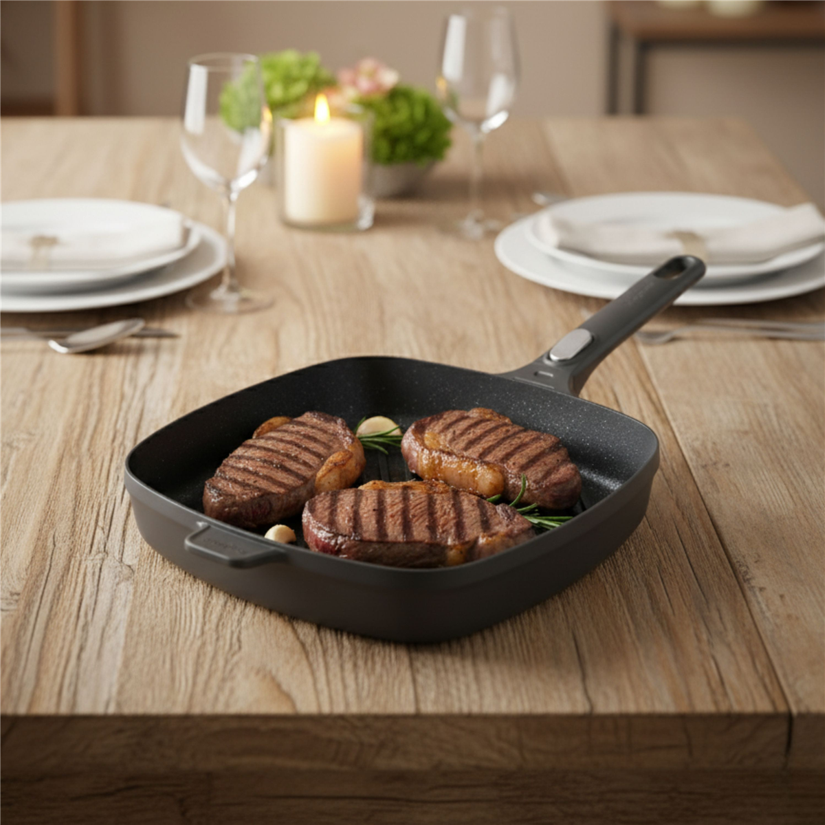 BergHOFF GEM Nonstick Cast Aluminum 11in. Square Grill Pan