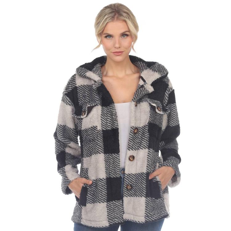 Womens White Mark Plaid Shacket
