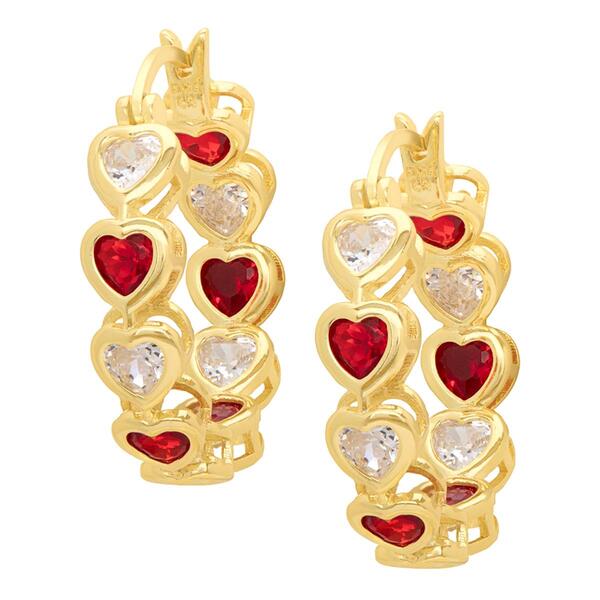 Gianni Argento Lab Ruby Inside Out Heart Hoop Earrings - image 