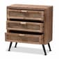 Baxton Studio Calida Finish Wood/Rattan 3-Drawer Nightstand - image 2
