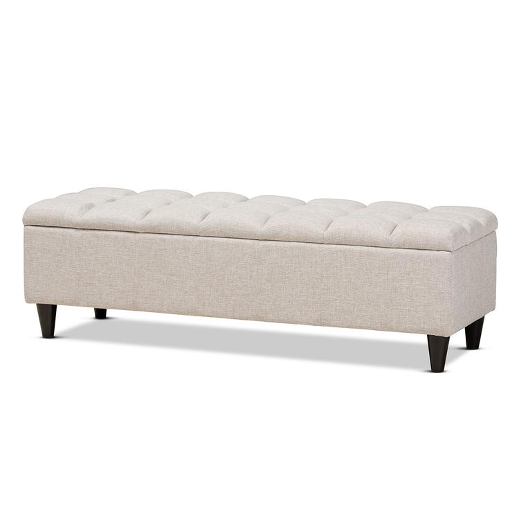 Baxton Brette Mid-Century Upholstered Storage Bench Ottoman