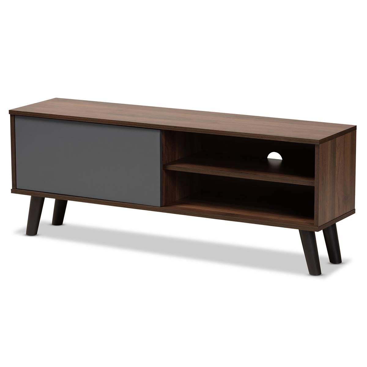 Baxton Studio Mallory Two-Tone Walnut Brown Finish Wood TV...