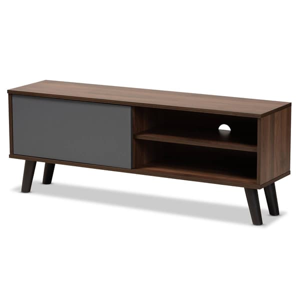 Baxton Studio Mallory Two-Tone Walnut Brown Finish Wood TV Stand