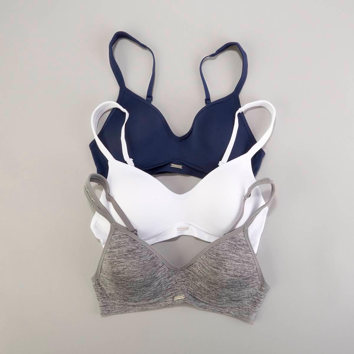 Womens Nautica 3pk. Padded Strap Wire-Free Bras NT5104-3PKD