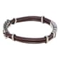 Mens Lynx Stainless Steel & Brown Leather Bracelet - image 3