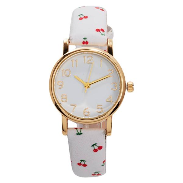Easy to Read Dial Watch w/ Cherry Print Strap - ALB123H - image 