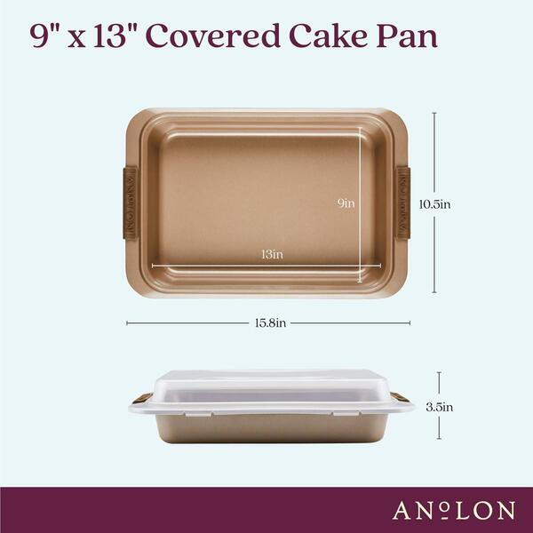 Anolon&#174; Advanced Nonstick Bakeware Cake Pan &Lid & Silicone Grip