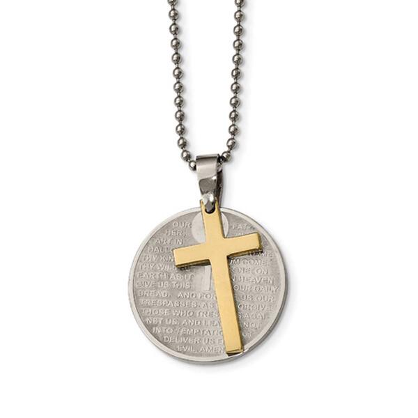 Mens Gentlemen's Classics&#40;tm&#41; Gold Plated Lords Prayer Necklace - image 