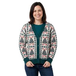 Petite Hanna & Gracie Long Sleeve Christmas Tree Cardigan