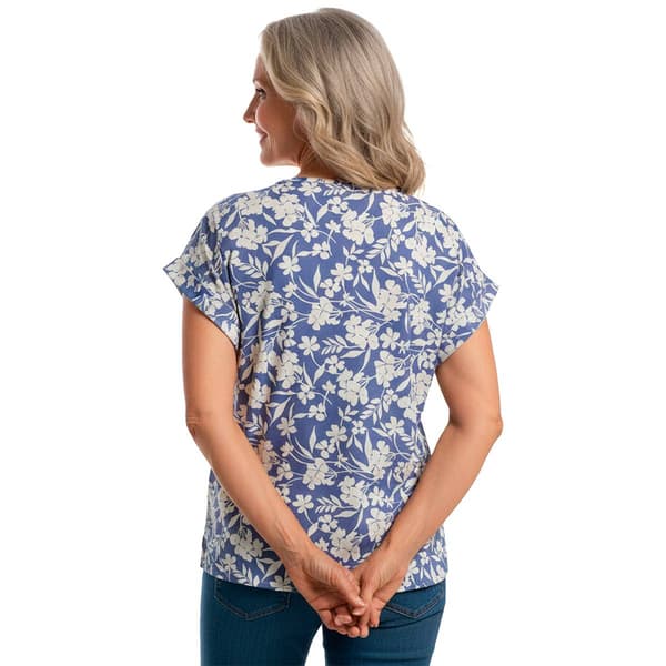 Womens C''est La Vie Short Dolman Sleeve Airflow Floral Blouse