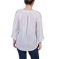 Petite NY Collection 3/4 Sleeve Solid Tuwa Peasant Top - White - image 2