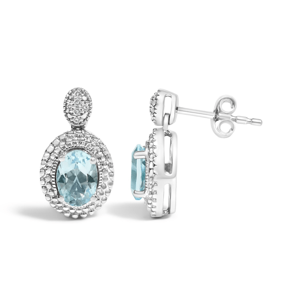 Haus of Brilliance Diamond Accent & Topaz Halo Drop Stud Earrings