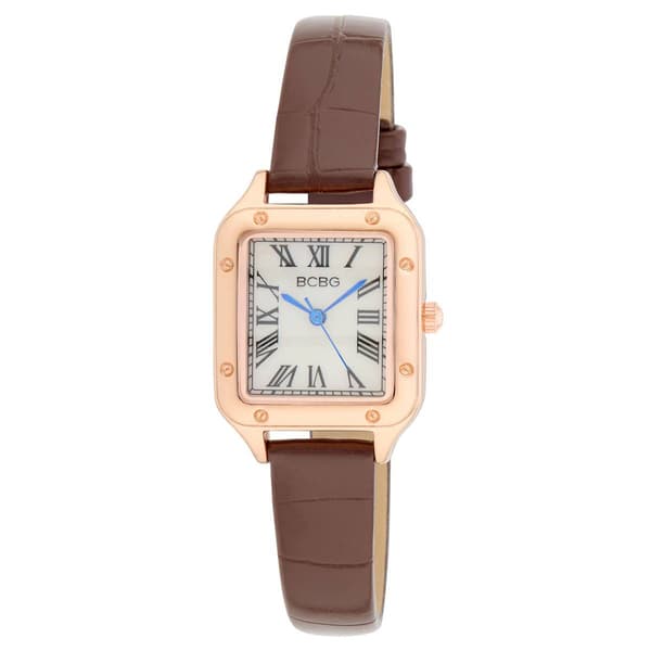 Womens BCBG Gold-Tone Square Status Strap Watch - BCBG001BR - image 