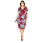 Plus Size 24/7 Comfort Apparel Floral Faux Wrap Dress - image 1