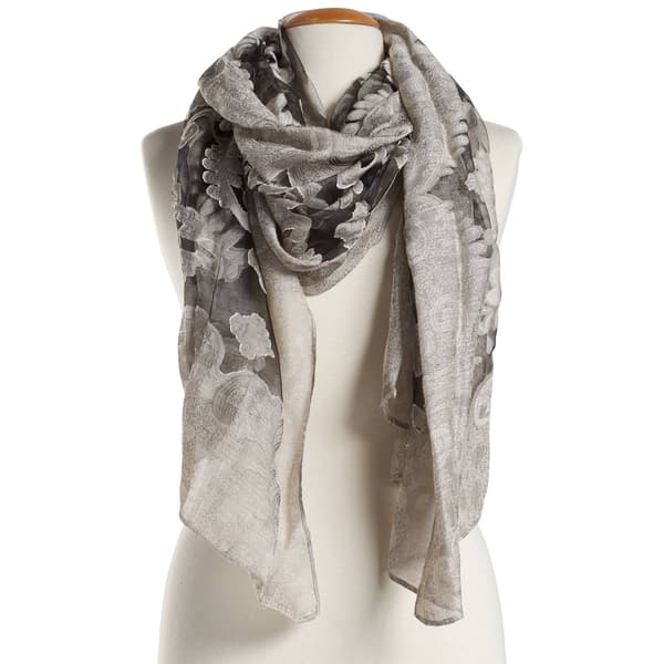 Womens Jessica McClintock Brocade Sheer Shawl with Solid Border - image 