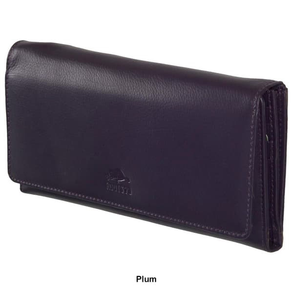 Womens Roots 73 Leather Checkbook Clutch Wallet