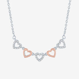 Nova Star&#40;R&#41; Pink Plated Silver Lab Grown Diamond Hearts Necklace