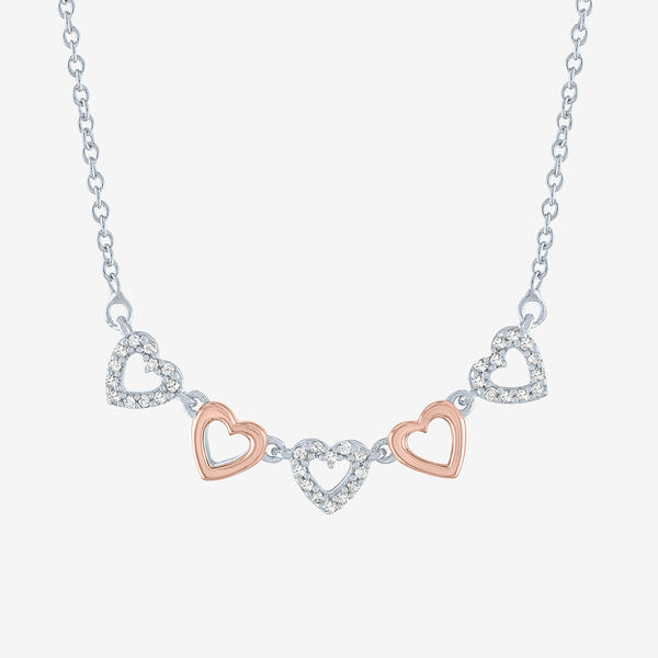 Nova Star&#40;R&#41; Pink Plated Silver Lab Grown Diamond Hearts Necklace - image 
