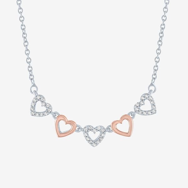 Nova Star(R) Pink Plated Silver Lab Grown Diamond Hearts Necklace - image 
