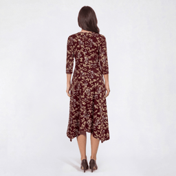 Petite Perceptions 3/4 Sleeve ITY Floral Faux Wrap Dress