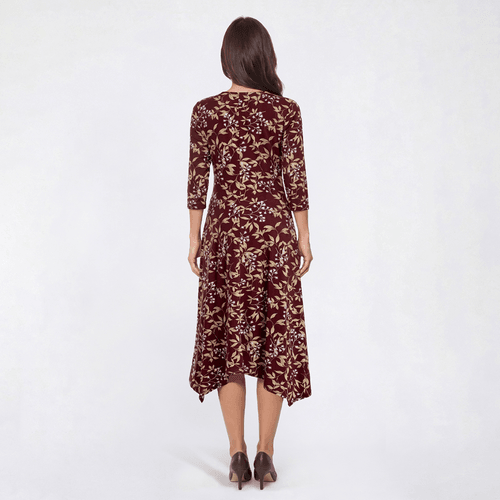 Womens Perceptions 3/4 Sleeve ITY Floral Faux Wrap Dress