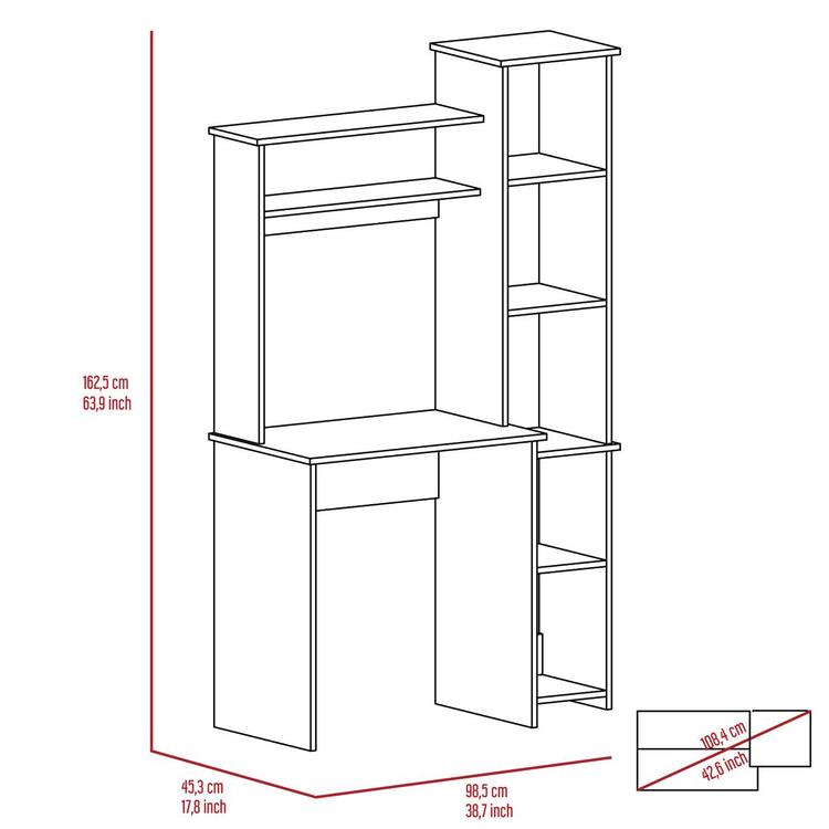 FM FURNITURE Nashville Desk w/ Shelving