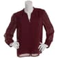 Womens Nicole Miller Long Sleeve Split Neck Chiffon Blouse - image 2