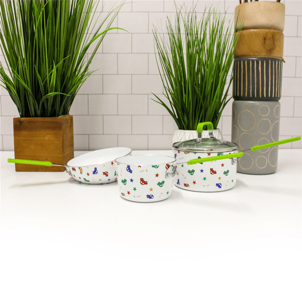BergHOFF CookNCo 4pc. Car Pattern Mini Cookware Set