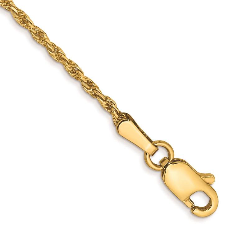 Mens Gold Classics(tm) 1.3mm. 14k Solid Diamond Cut Rope Bracelet