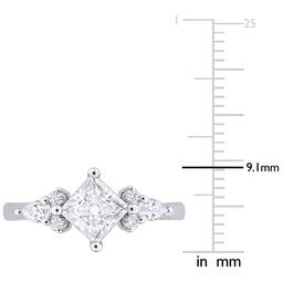 Sterling Silver 1 2/5ctw. White Moissanite Engagement Ring