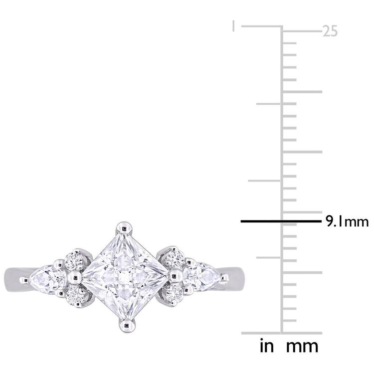 Sterling Silver 1 2/5ctw. White Moissanite Engagement Ring