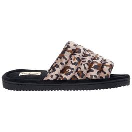 Womens Dearfoams® Ana Leopard Quilted Velour Slide Slippers