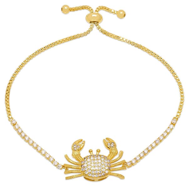 14kt. Gold Plated & CZ Crab Adjustable Bracelet - image 
