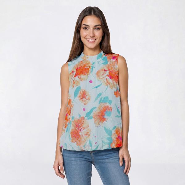 Womens Cocomo Sleeveless Floral Clip Dot Bubble Hem Blouse