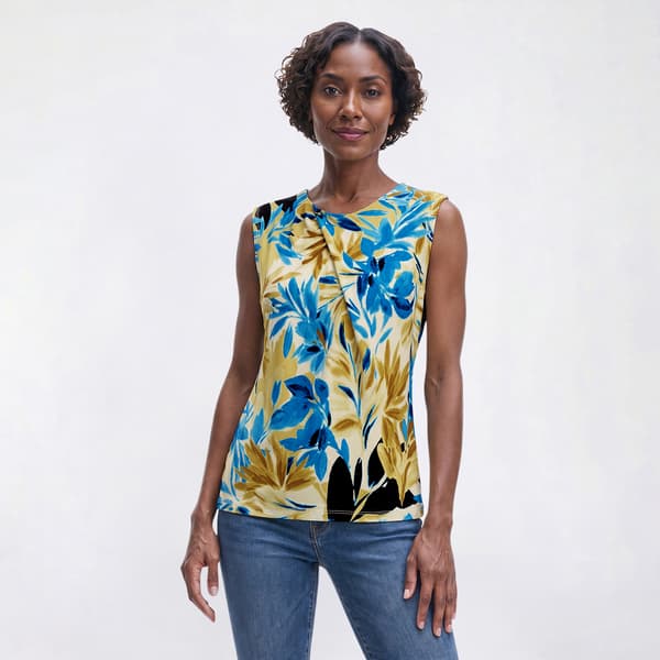 Womens Kasper Sleeveless Twist Neck Leaf Blouse - image 