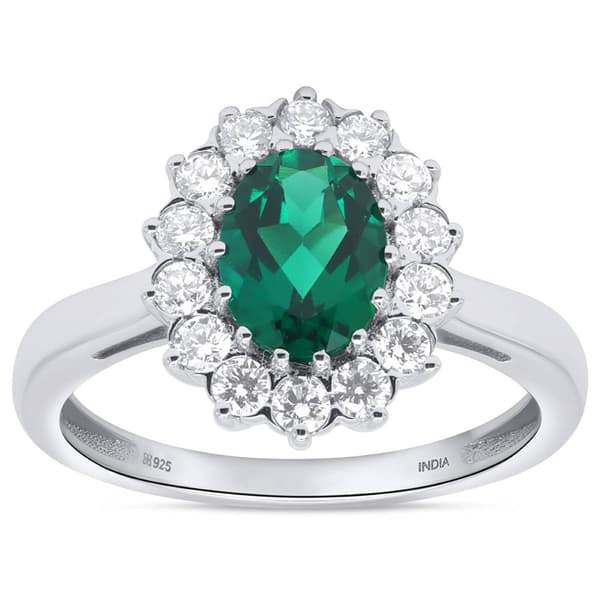 Nova Star(R) Oval Lab Grown Emerald with Lab Grown Diamond Ring - image 