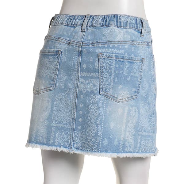 Juniors No Comment Mid-Rise Paisley Print Denim Skirt
