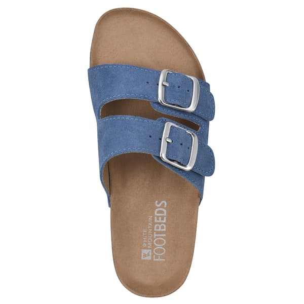 Womens White Mountain Helga Suede Footbed Slide Sandals