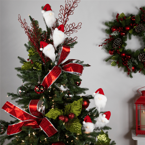 Northlight Red & White Santa Gnome Christmas Picks - Set of 2