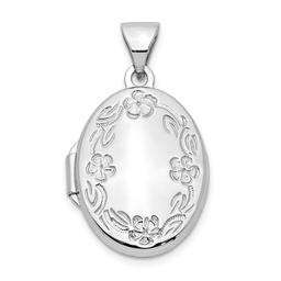 Gold Classics(tm) 14kt. White Gold 17mm Oval Floral Engraved Locket